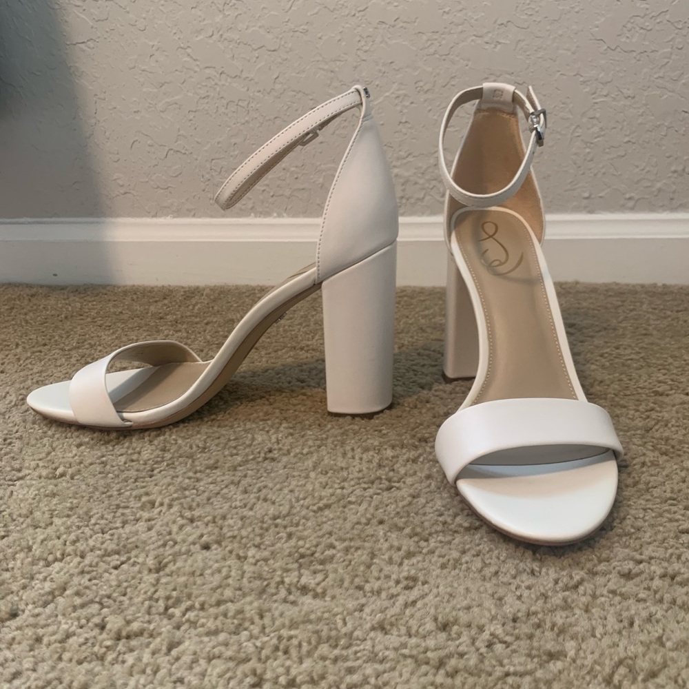 Sam Edelman white leather heels